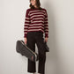 MONK & LOU - Anita Crewneck Stripe Pullover Sweater - Dark Cherry Stripe