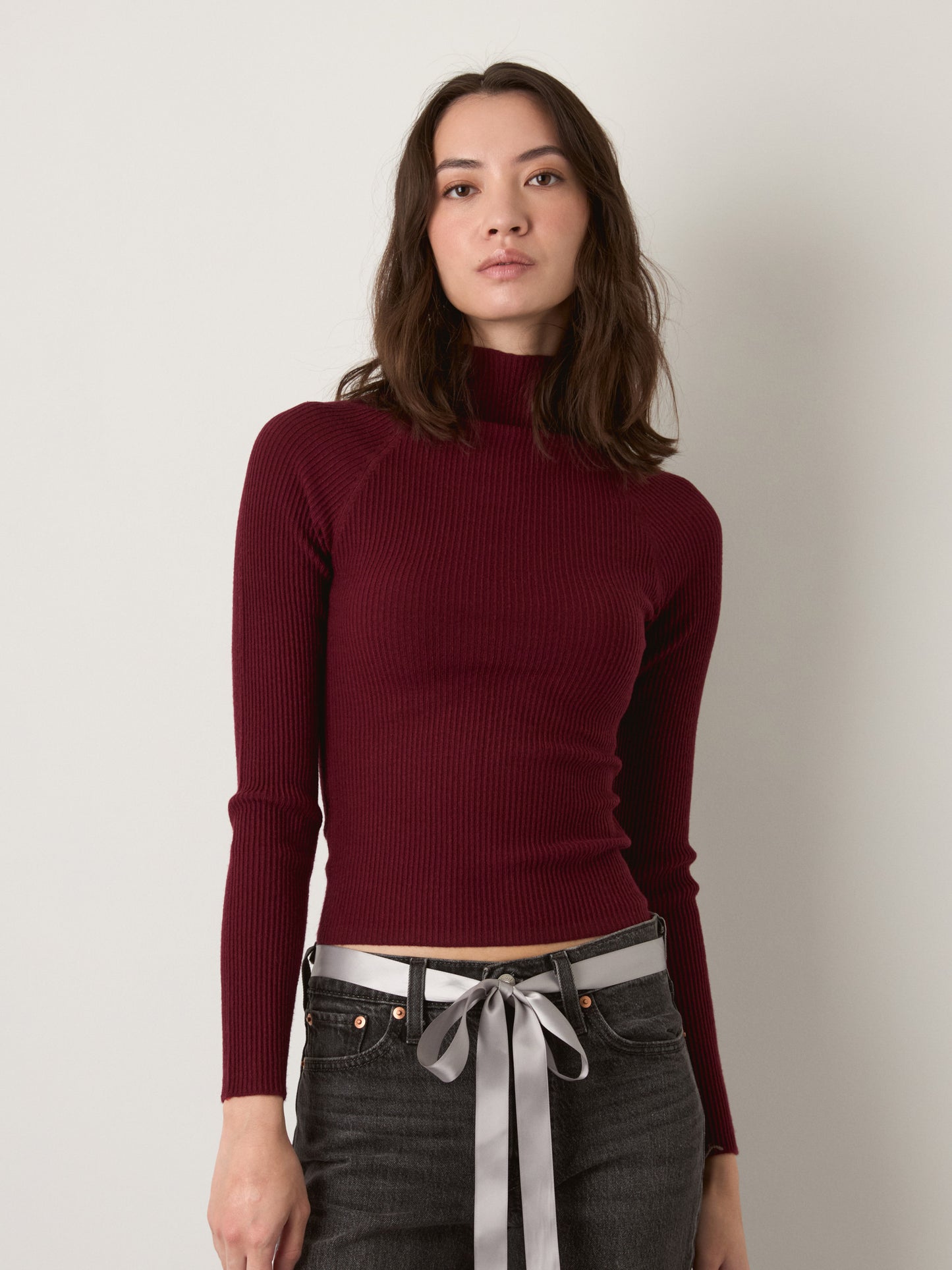 MONK & LOU - Anna Funnel Neck Longsleeve Sweater - Black Cherry