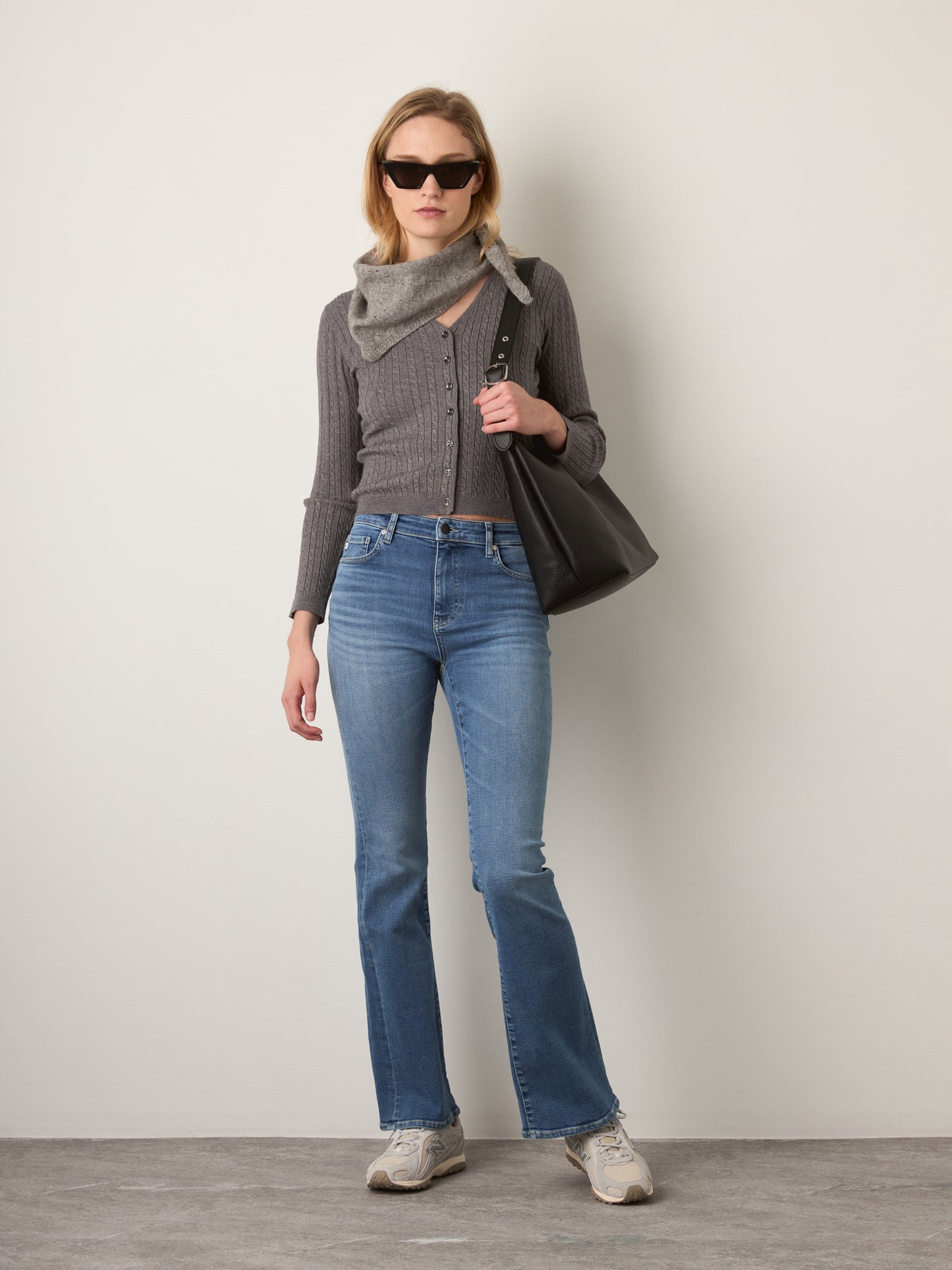 MONK & LOU - August V-neck Cardigan - Ash Gray