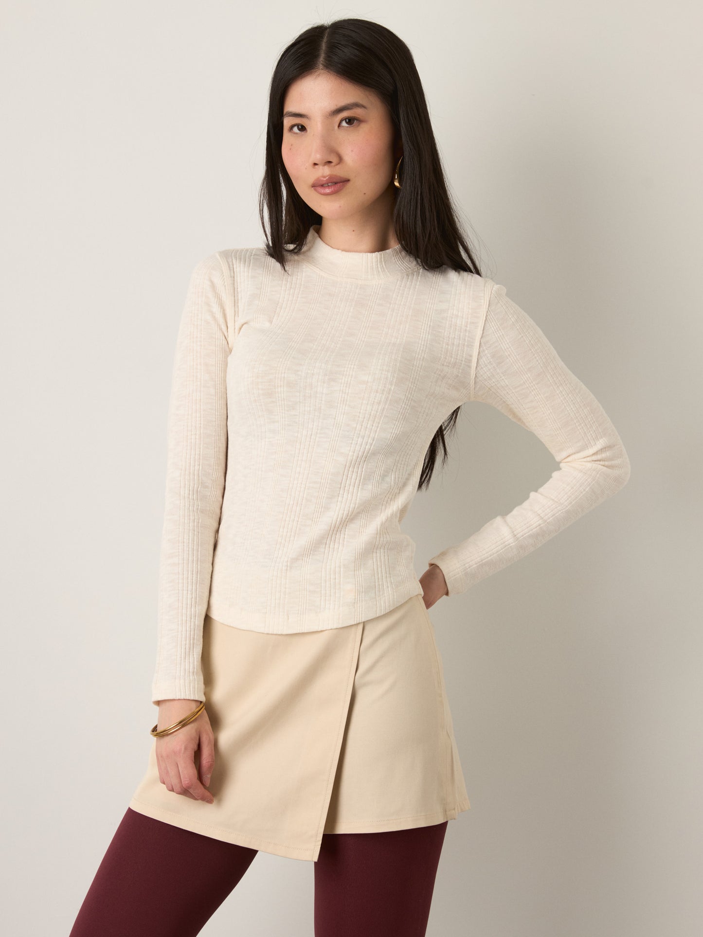 MONK & LOU - Benny Mockneck Longsleeve Top - 