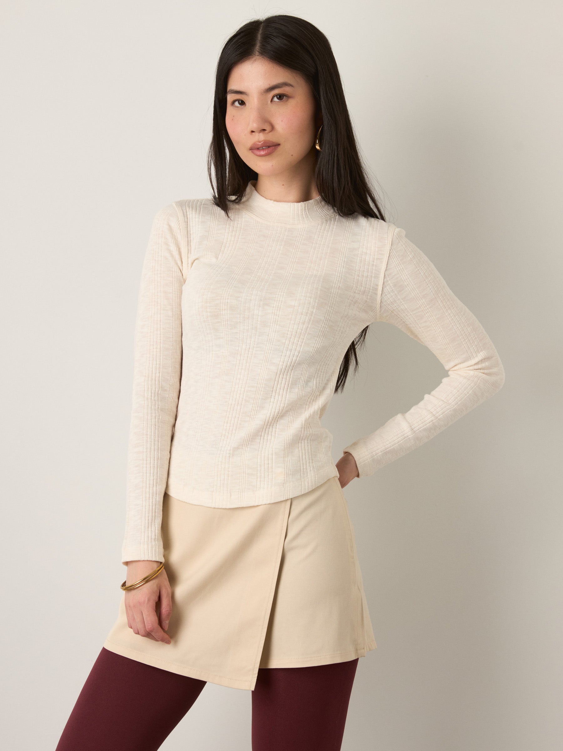 MONK & LOU - Benny Mockneck Longsleeve Top - 