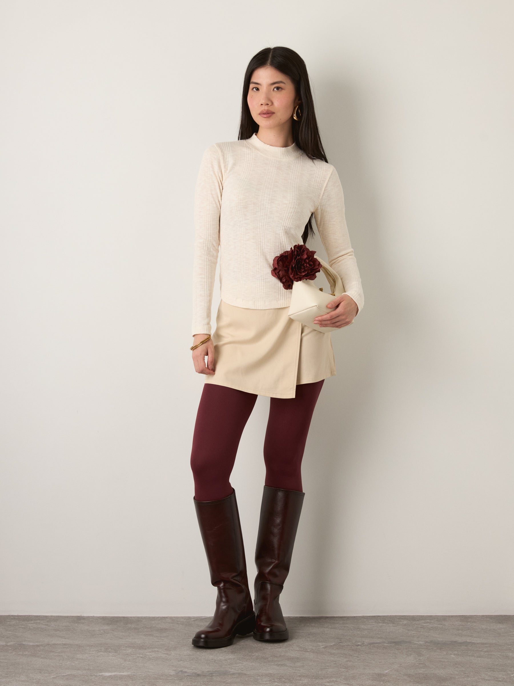 MONK & LOU - Benny Mockneck Longsleeve Top - Creampuff