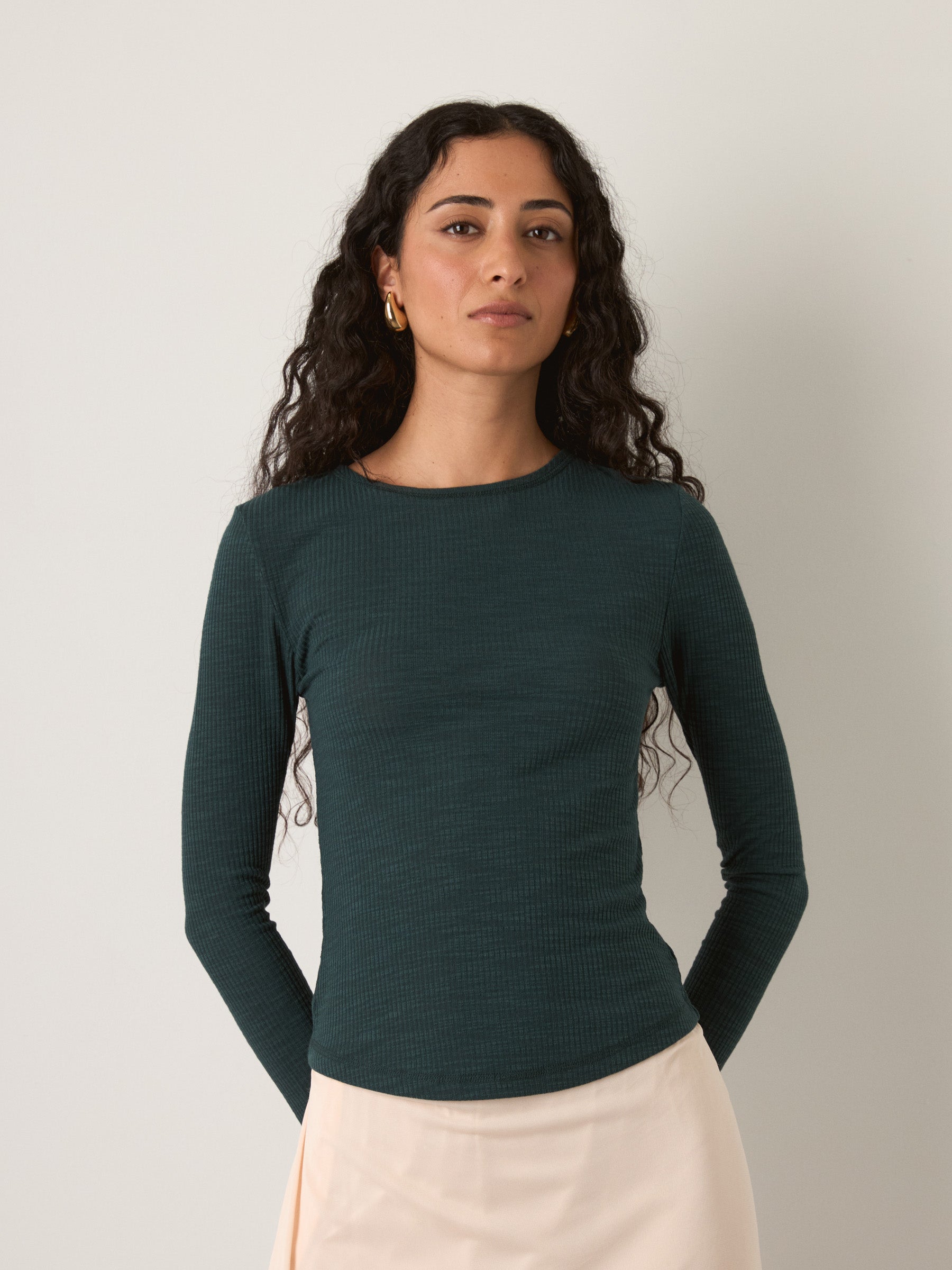 MONK & LOU - Bryony Wide Rib Long Sleeve T-Shirt - 