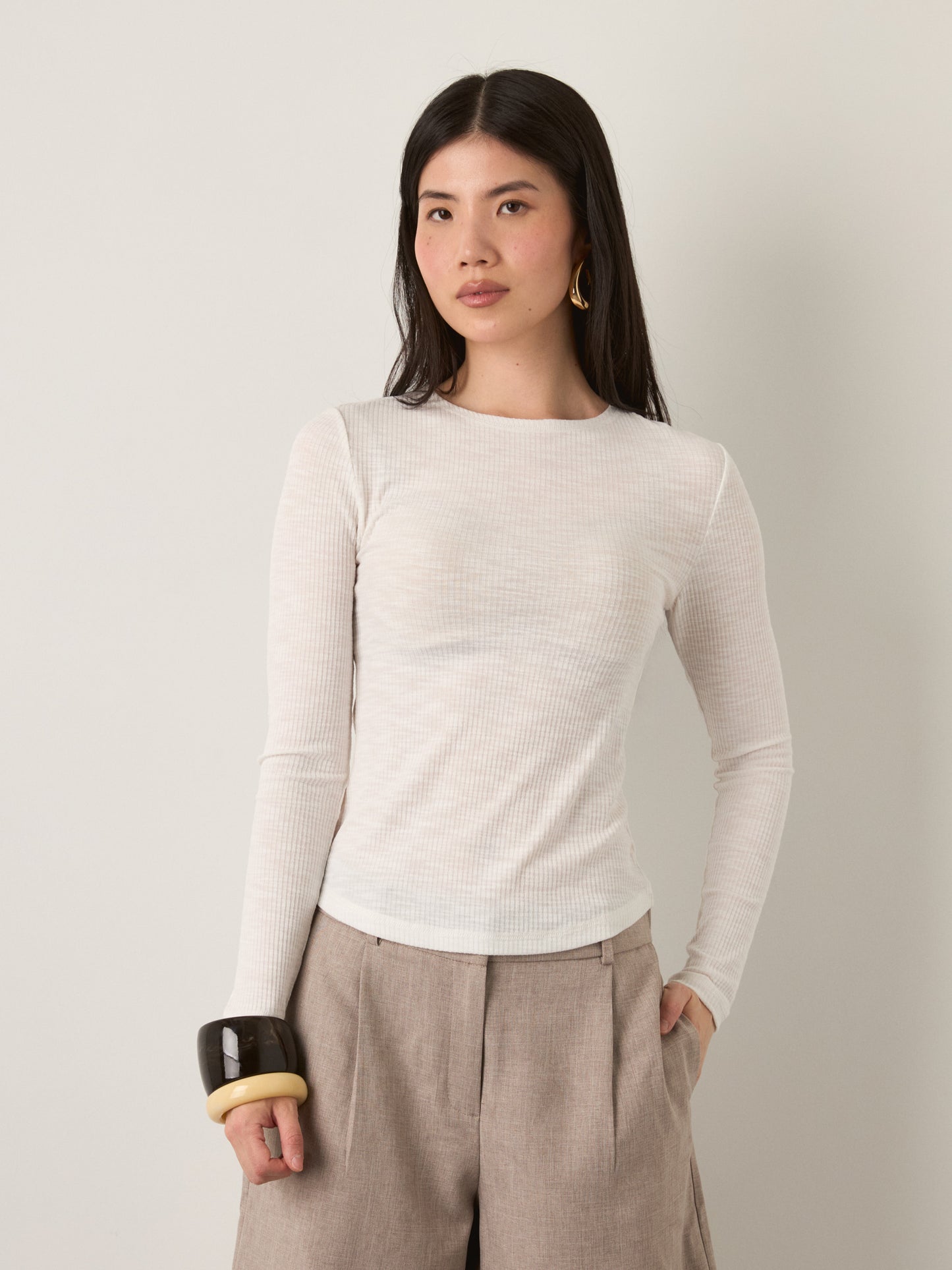 MONK & LOU - Bryony Wide Rib Long Sleeve T-Shirt - 