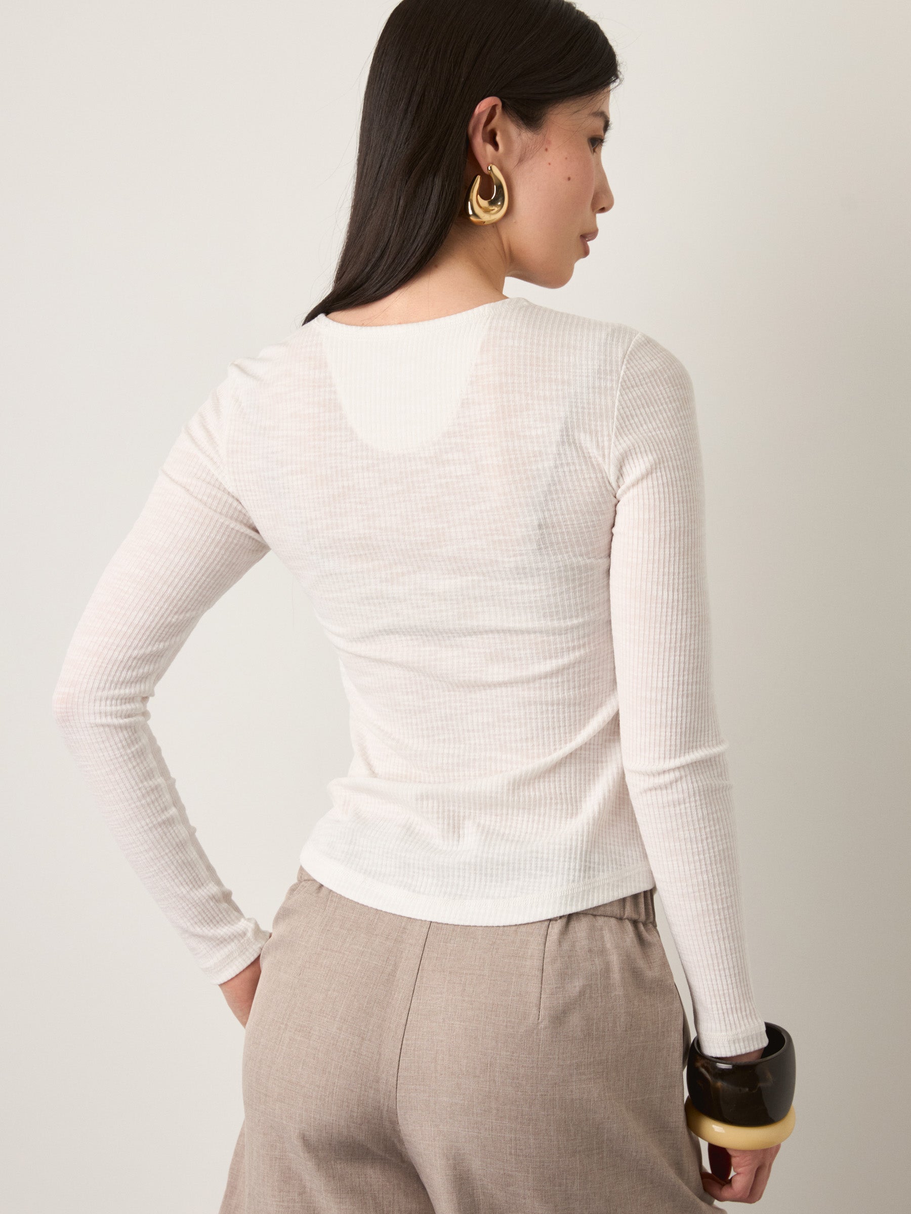 MONK & LOU - Bryony Wide Rib Long Sleeve T-Shirt - 