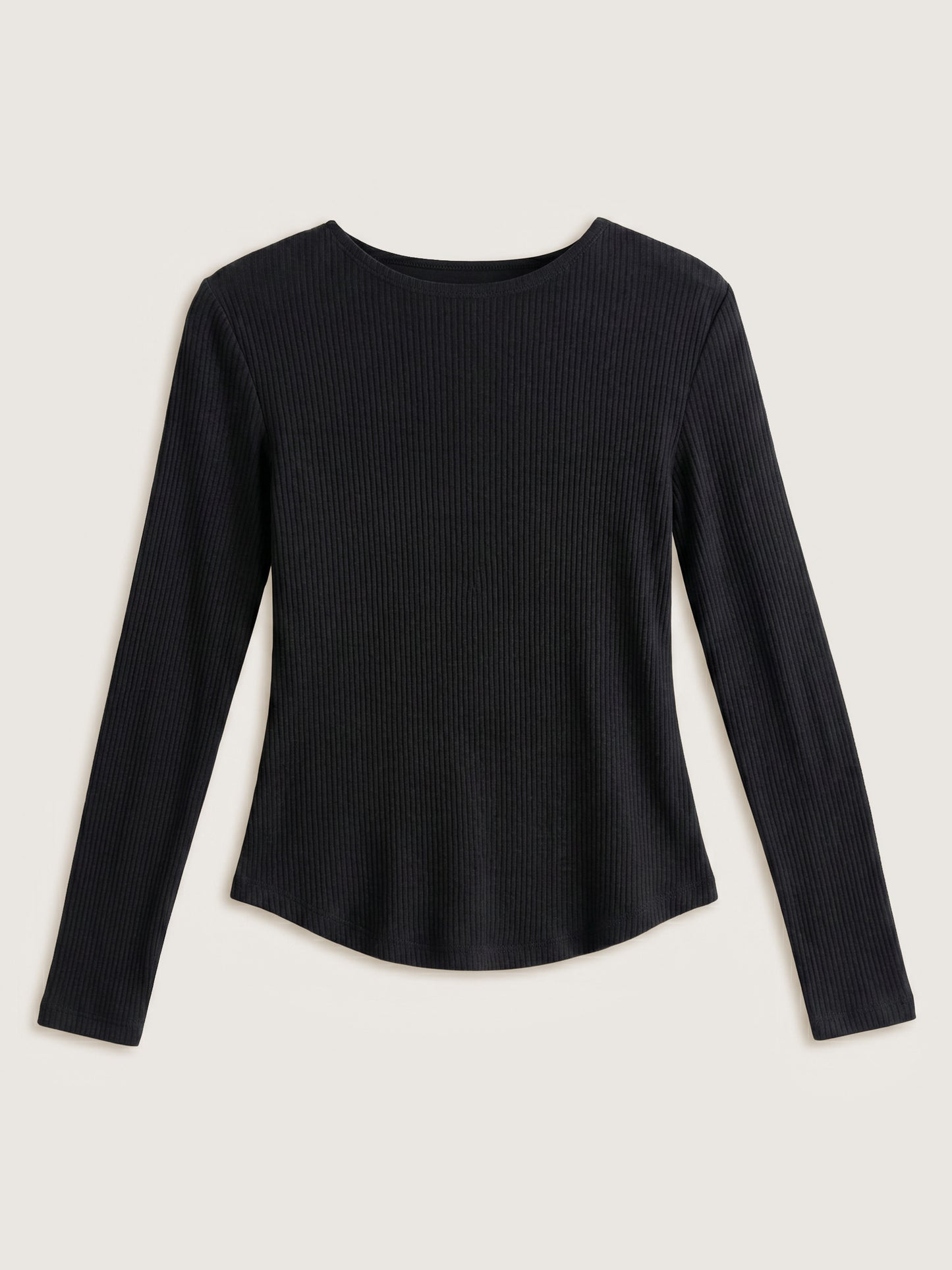 MONK & LOU - Bryony Wide Rib Long Sleeve T-Shirt - Black