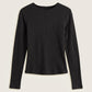 MONK & LOU - Bryony Wide Rib Long Sleeve T-Shirt - Seal Gray