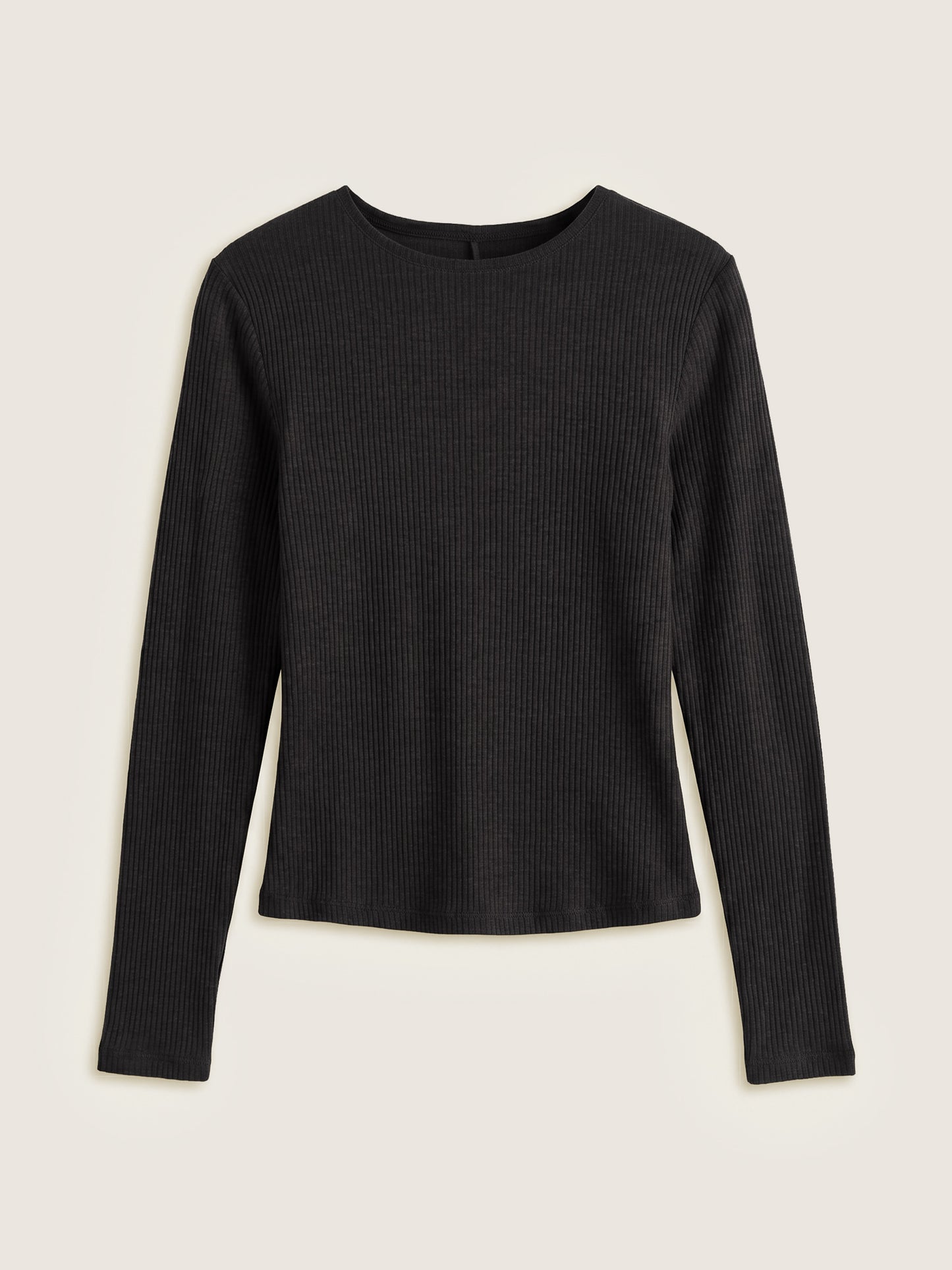 MONK & LOU - Bryony Wide Rib Long Sleeve T-Shirt - Seal Gray