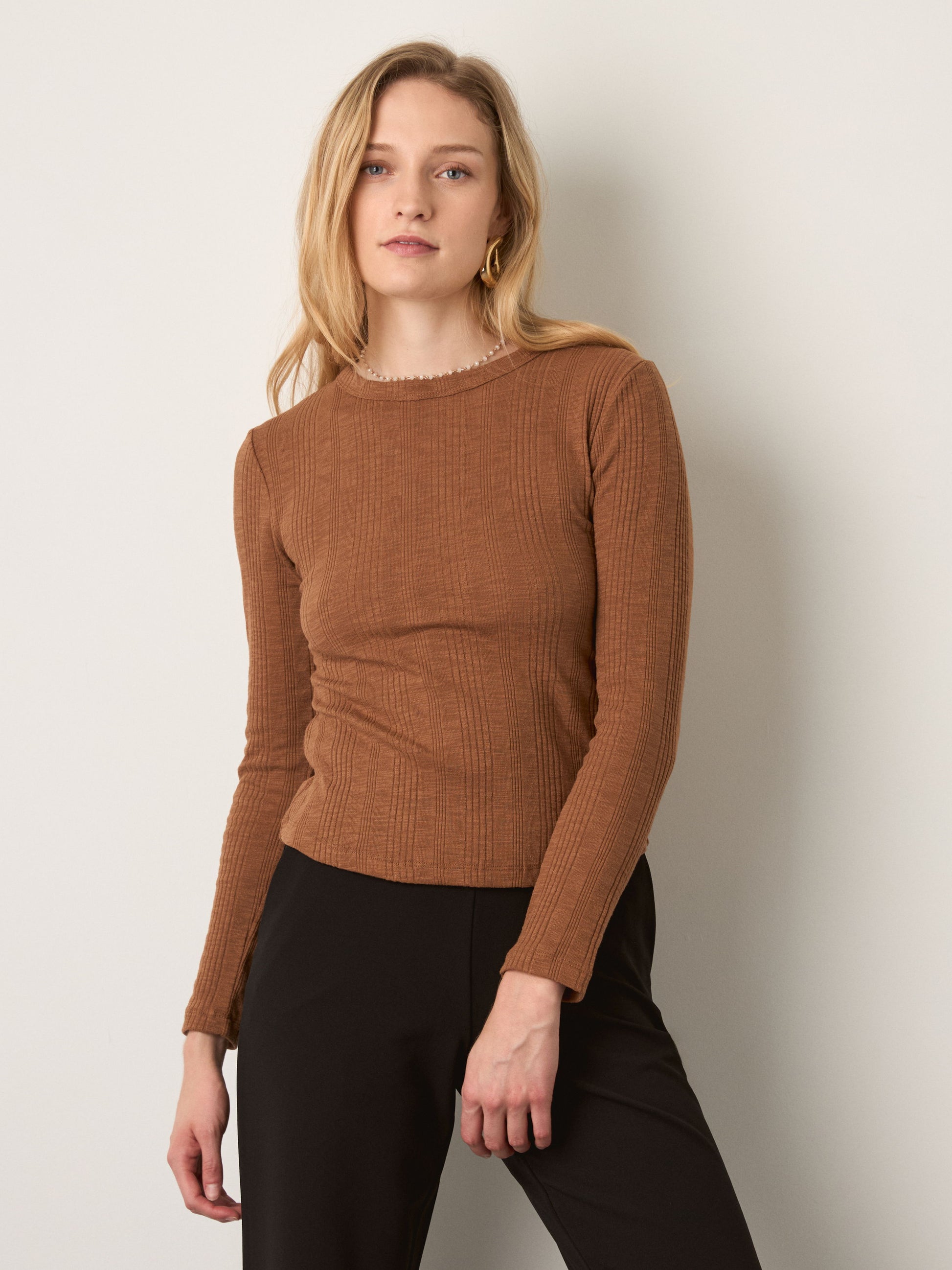 MONK & LOU - Caden Crewneck Longsleeve Top - 