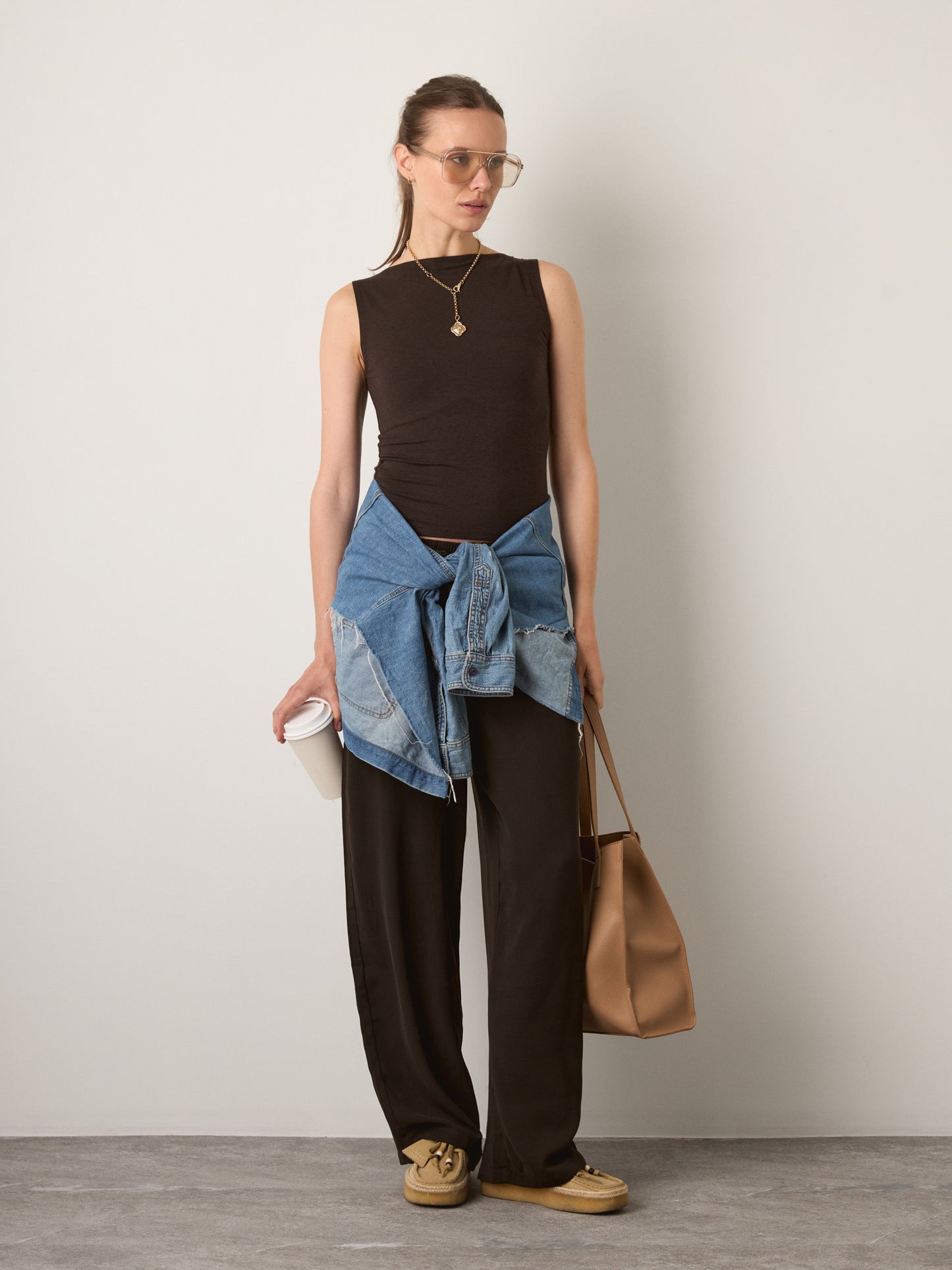 MONK & LOU - Carla Boatneck Shell - Coffee