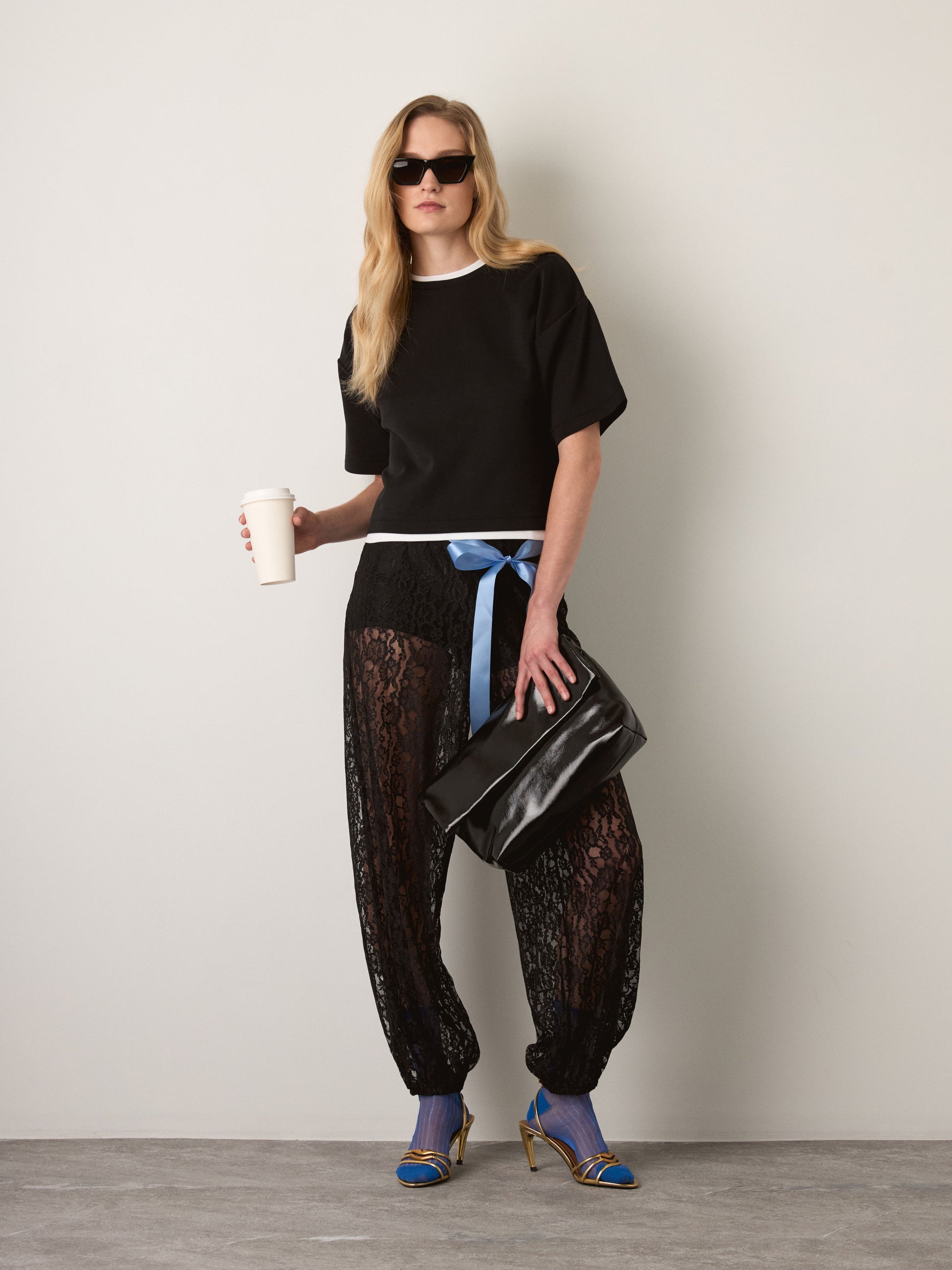 MONK & LOU - Jo Dropped Shoulder Top - Black Night