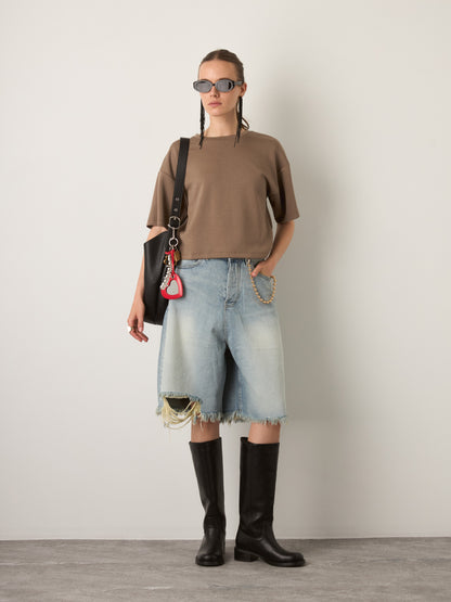 MONK & LOU - Jo Dropped Shoulder Top - Mink