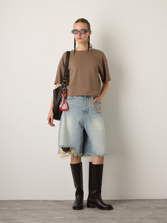 MONK & LOU - Jo Dropped Shoulder Top - Mink
