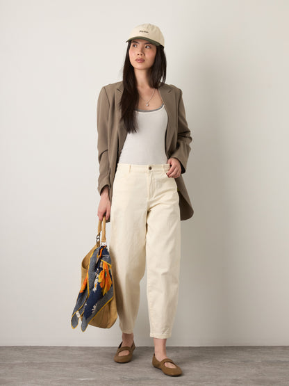 MONK & LOU - Julie Cropped Barrel Pants - Ecru