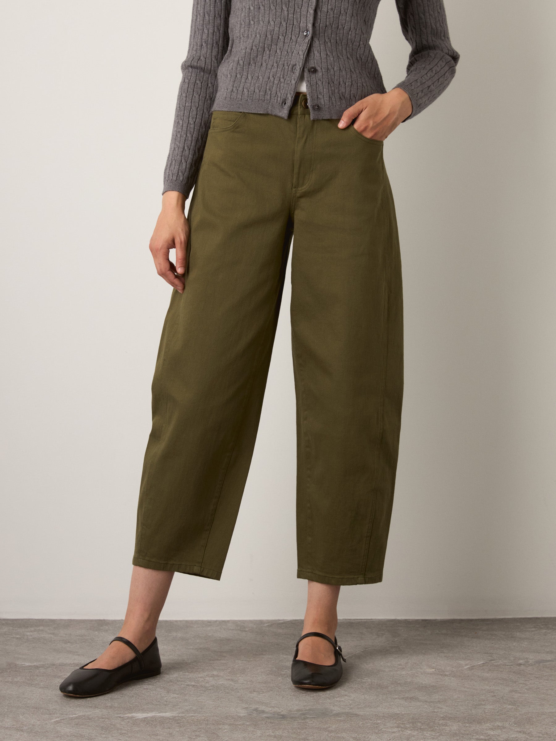 MONK & LOU - Julie Cropped Barrel Pants - 