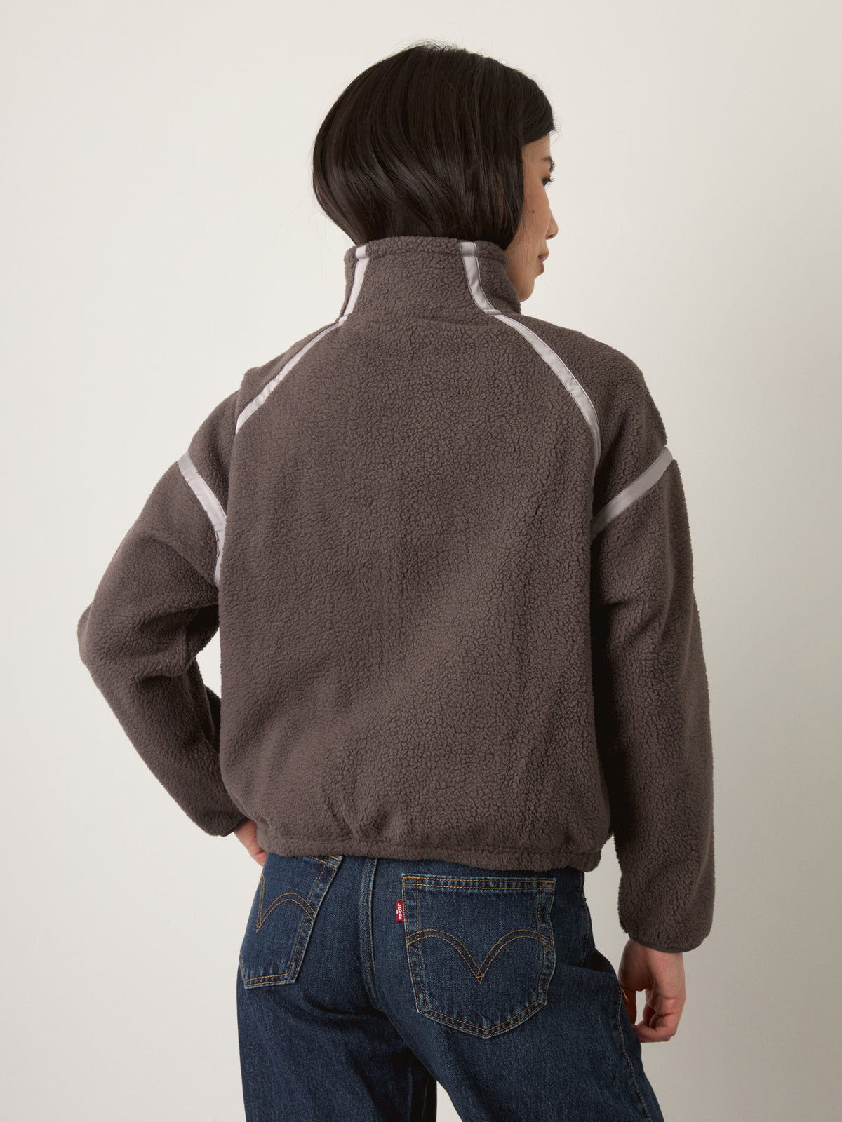 MONK & LOU - Lex High Pile Fleece Half-Zip Pullover Jacket - 