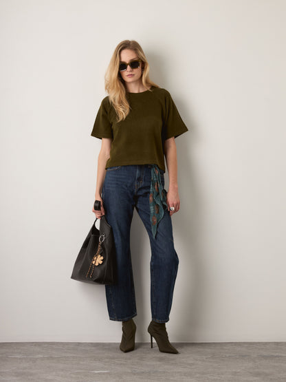 MONK & LOU - Marla Crewneck Sweater - Melange Olive