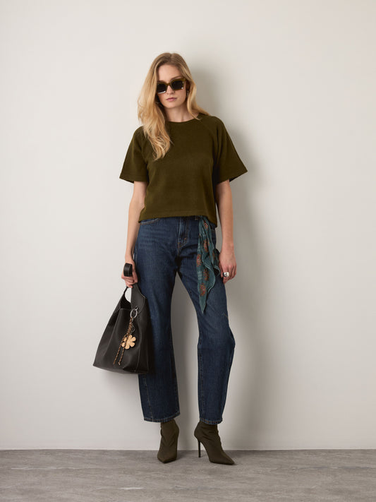 MONK & LOU - Marla Crewneck Sweater - Melange Olive