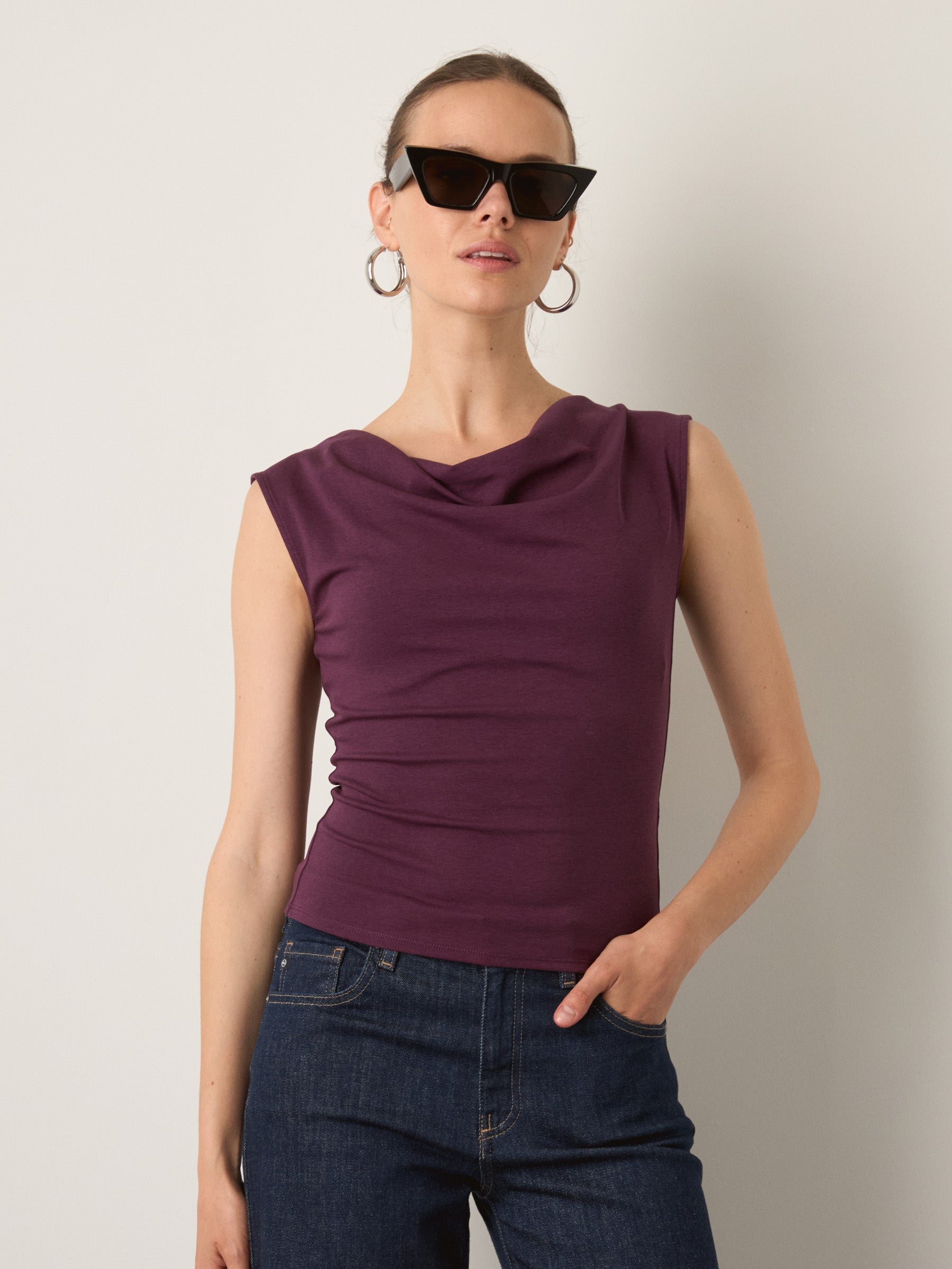 MONK & LOU - Merritt Cowl Neck Top - 