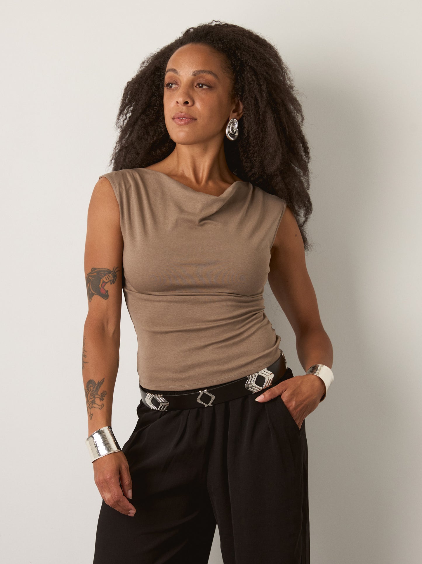 MONK & LOU - Merritt Cowl Neck Top - 