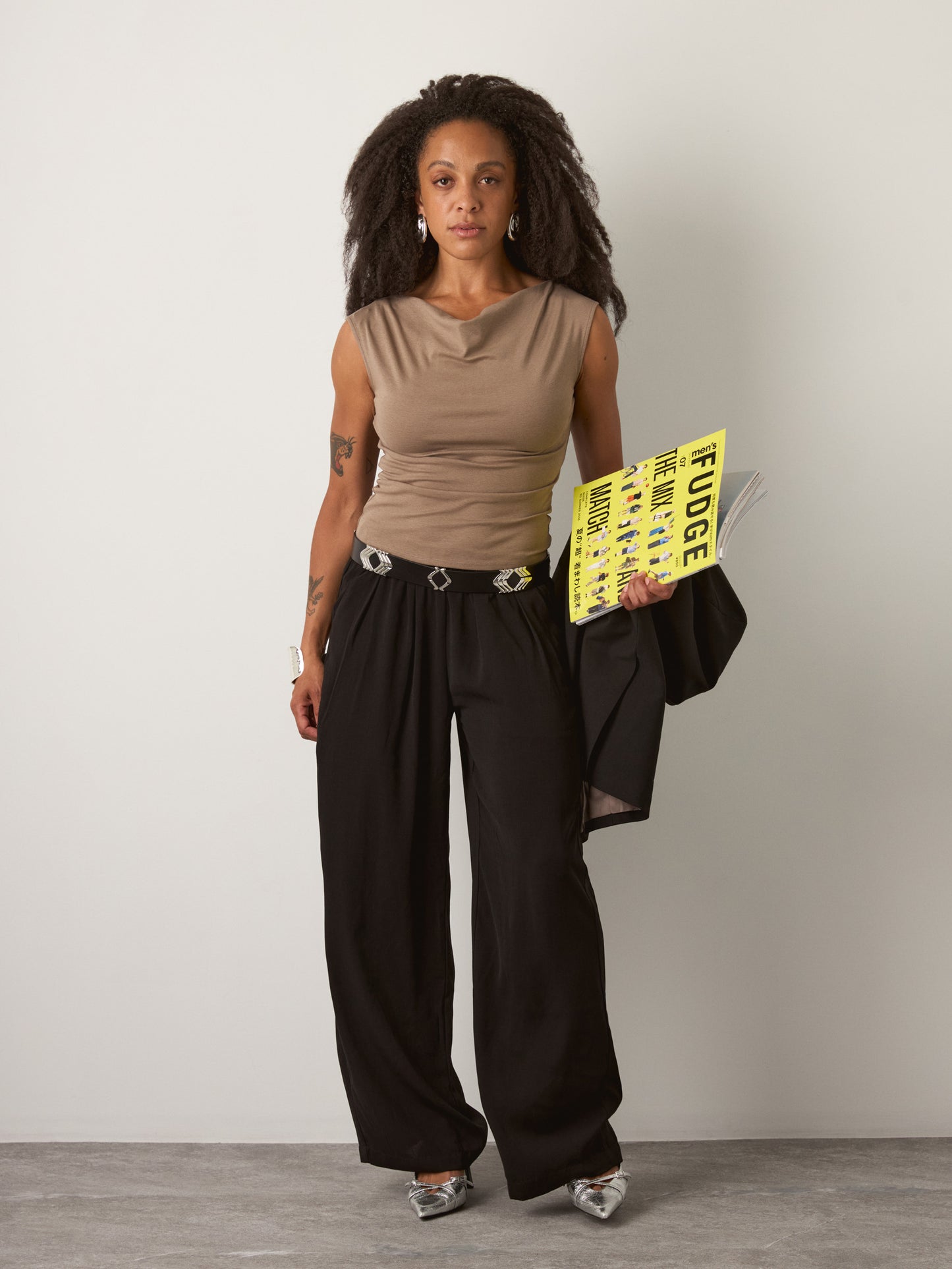 MONK & LOU - Merritt Cowl Neck Top - Taupe