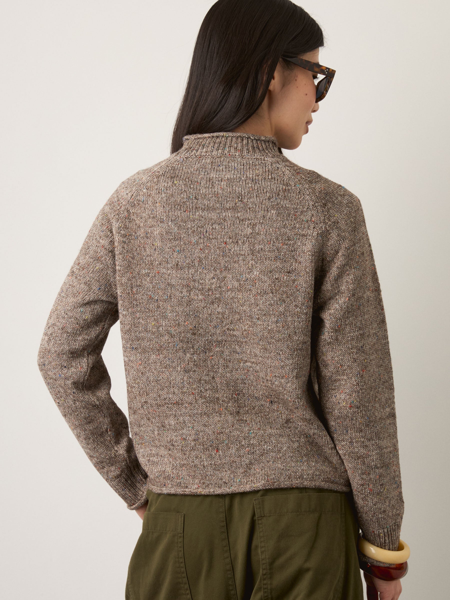 MONK & LOU - Mina Speckled Roll Neck Pullover Sweater - 