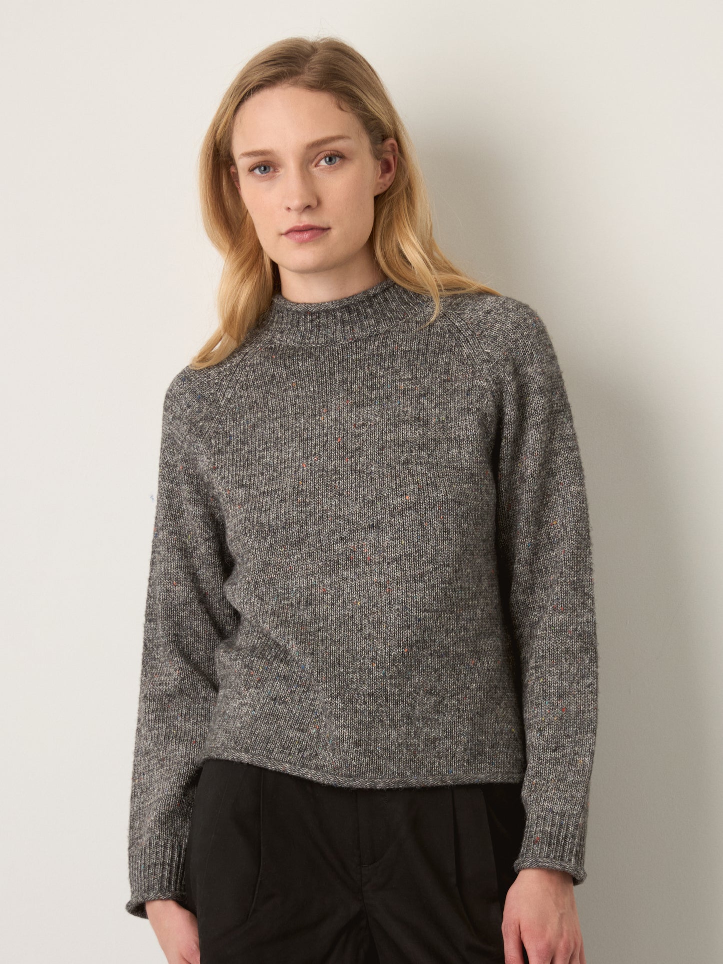 MONK & LOU - Mina Speckled Roll Neck Pullover Sweater - 