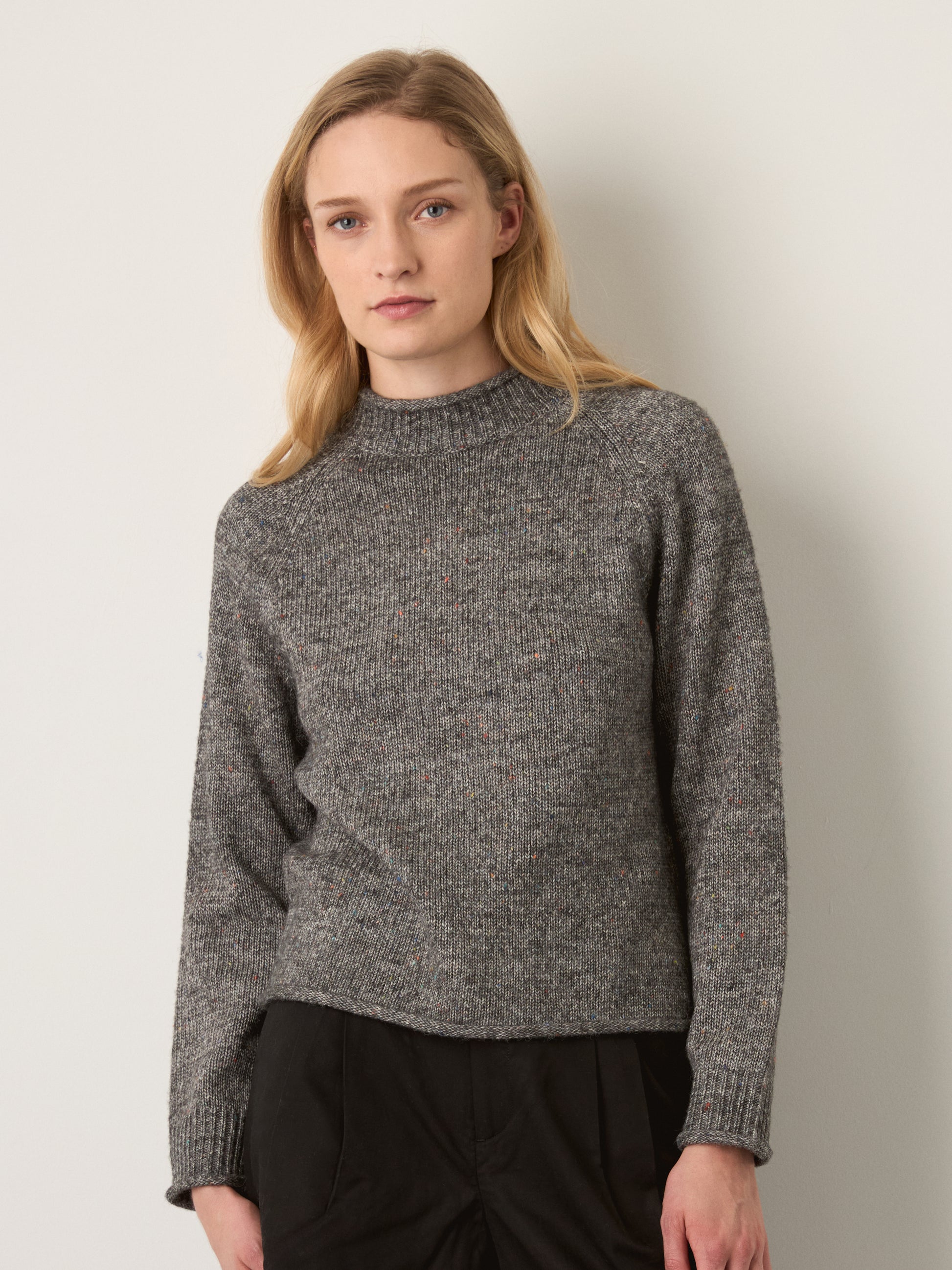 MONK & LOU - Mina Speckled Roll Neck Pullover Sweater - 
