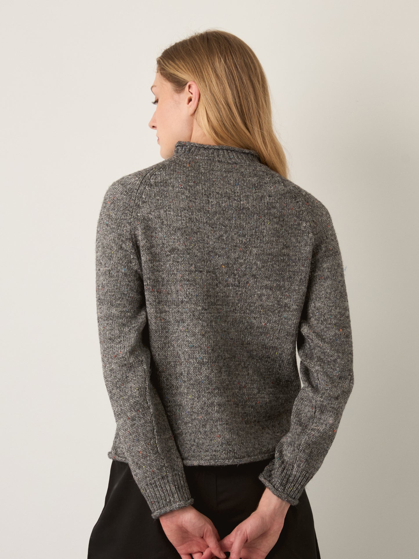 MONK & LOU - Mina Speckled Roll Neck Pullover Sweater - 