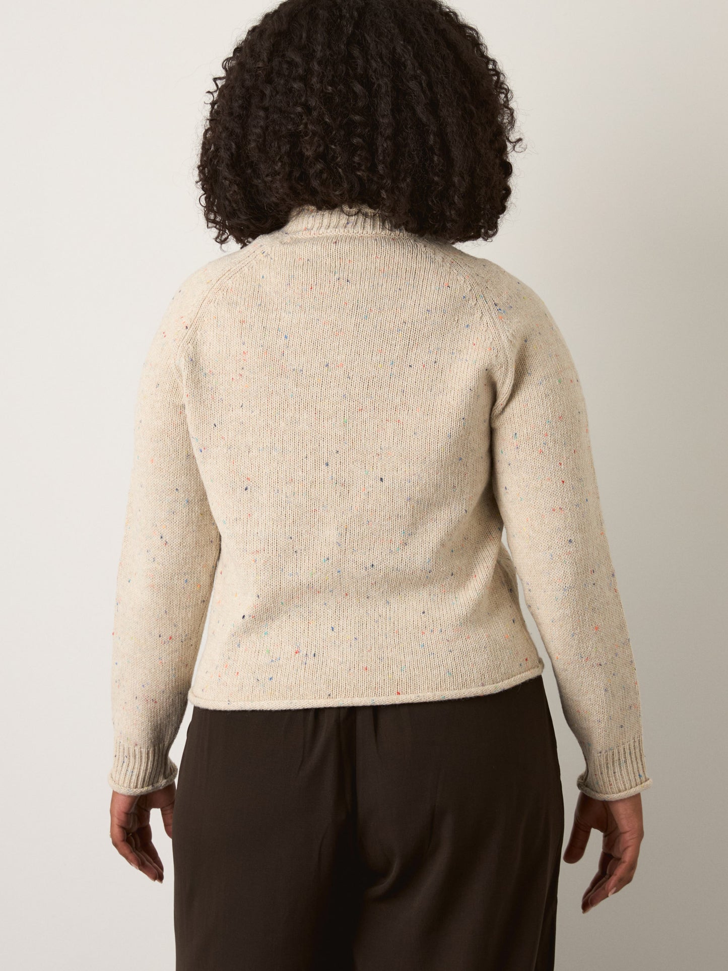 MONK & LOU - Mina Speckled Roll Neck Pullover Sweater - 