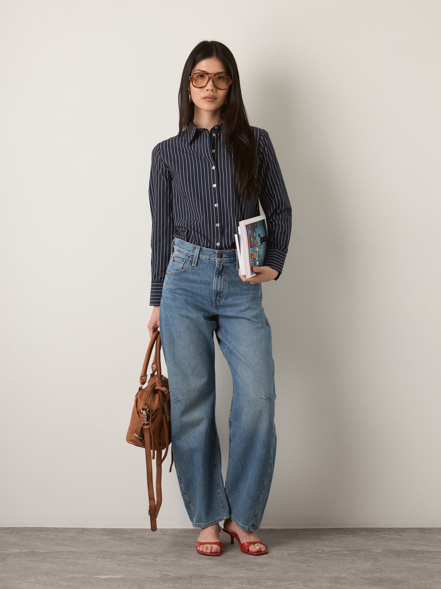 MONK & LOU - Minji Button Up Shirt - Ink / Ivory