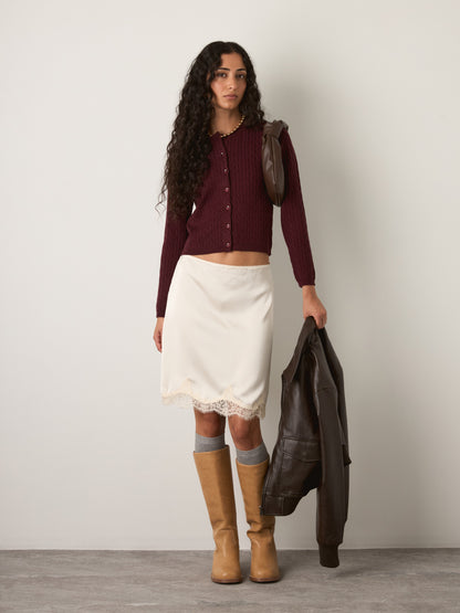 MONK & LOU - Nevaeh Cable Cardigan - Dark Cherry