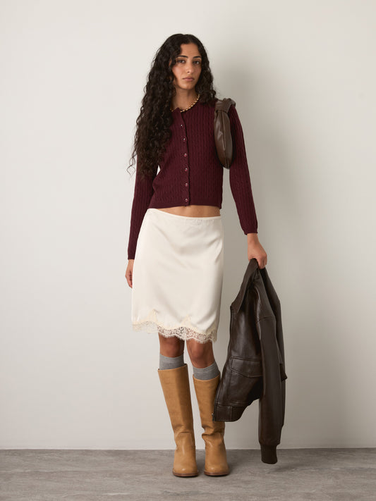 MONK & LOU - Nevaeh Cable Cardigan - Dark Cherry