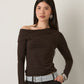 MONK & LOU - Nyla Longsleeve Off Shoulder Top - 