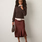 MONK & LOU - Phoebe Cable Pullover Sweater - Coffee