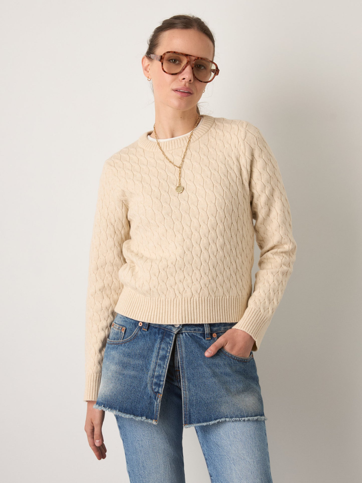 MONK & LOU - Phoebe Cable Pullover Sweater - 