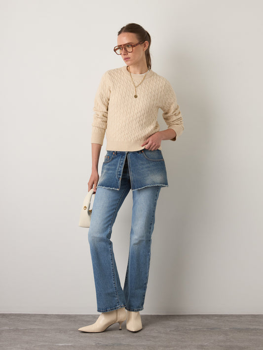 MONK & LOU - Phoebe Cable Pullover Sweater - Natural