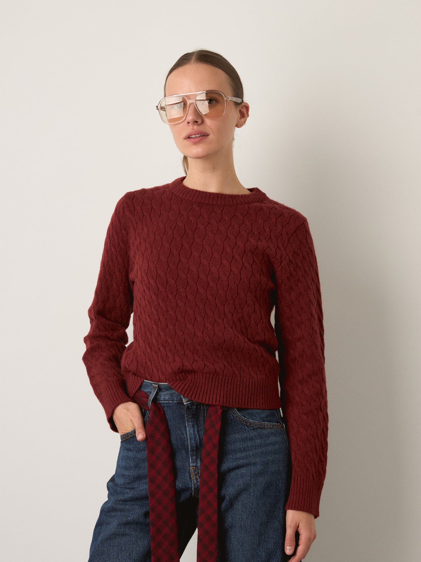 MONK & LOU - Phoebe Cable Pullover Sweater - 