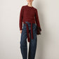 MONK & LOU - Phoebe Cable Pullover Sweater - Red Cranberry