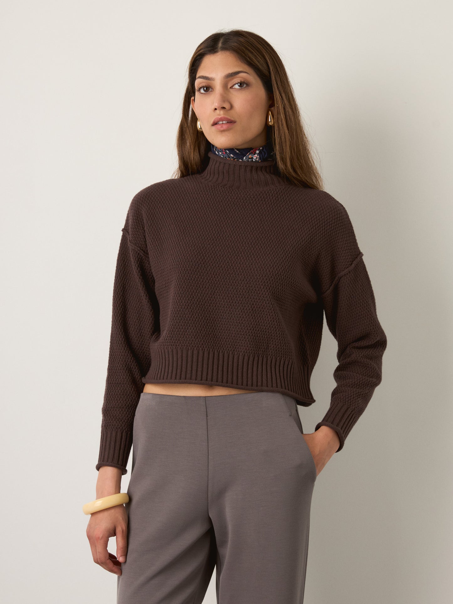 MONK & LOU - Rani Relaxed Mockneck Pullover - 