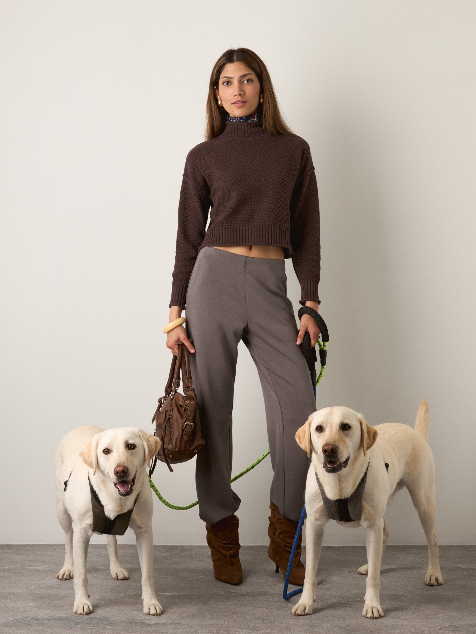 MONK & LOU - Rani Relaxed Mockneck Pullover - Espresso Mix