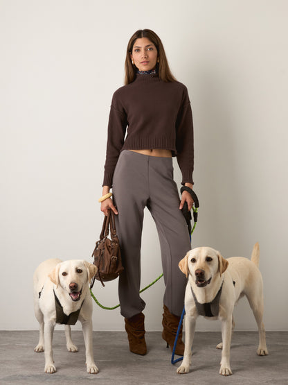 MONK & LOU - Rani Relaxed Mockneck Pullover - Espresso Mix