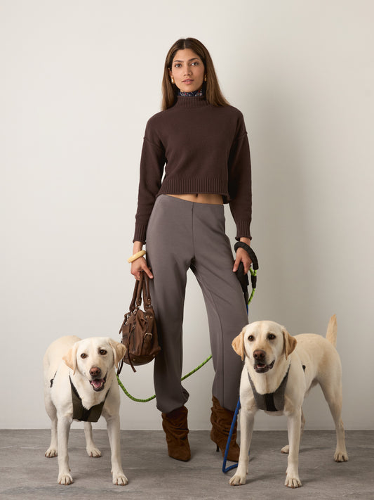 MONK & LOU - Rani Relaxed Mockneck Pullover - Espresso Mix