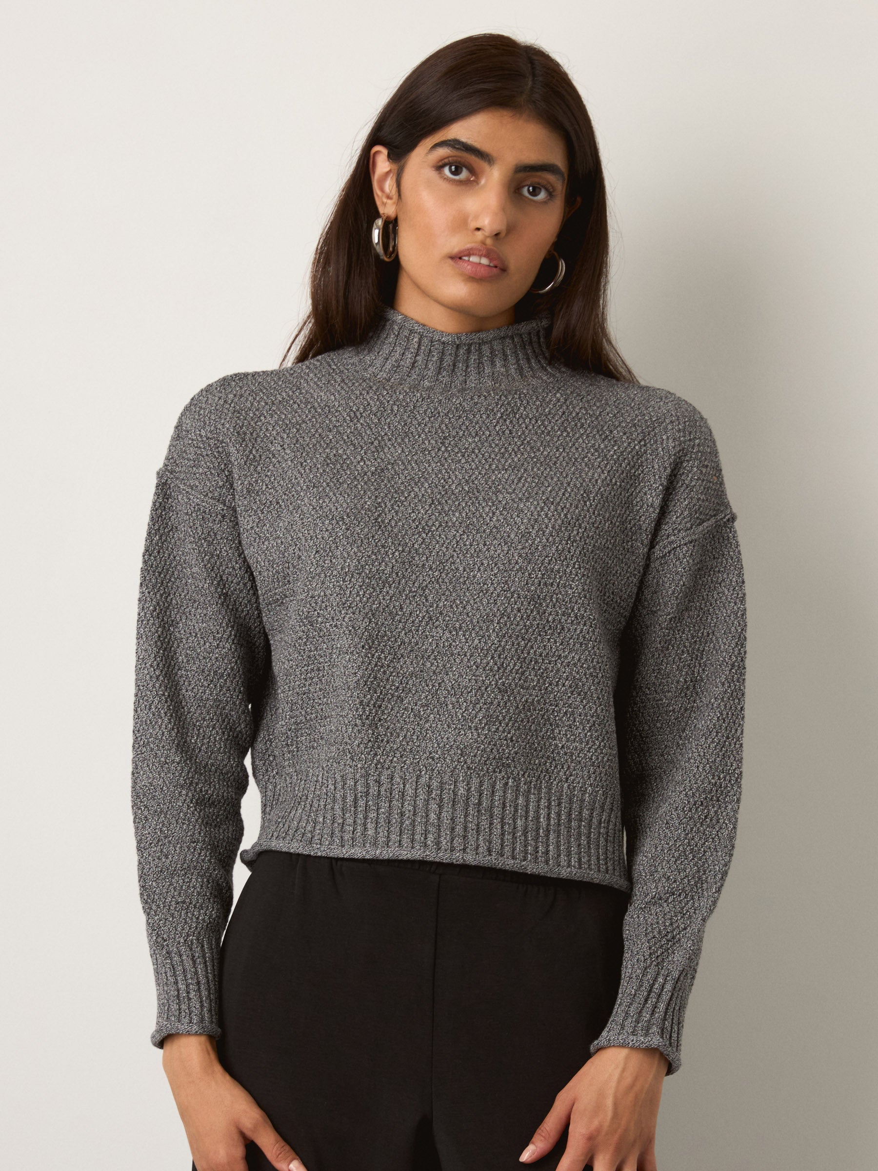 MONK & LOU - Rani Relaxed Mockneck Pullover - 