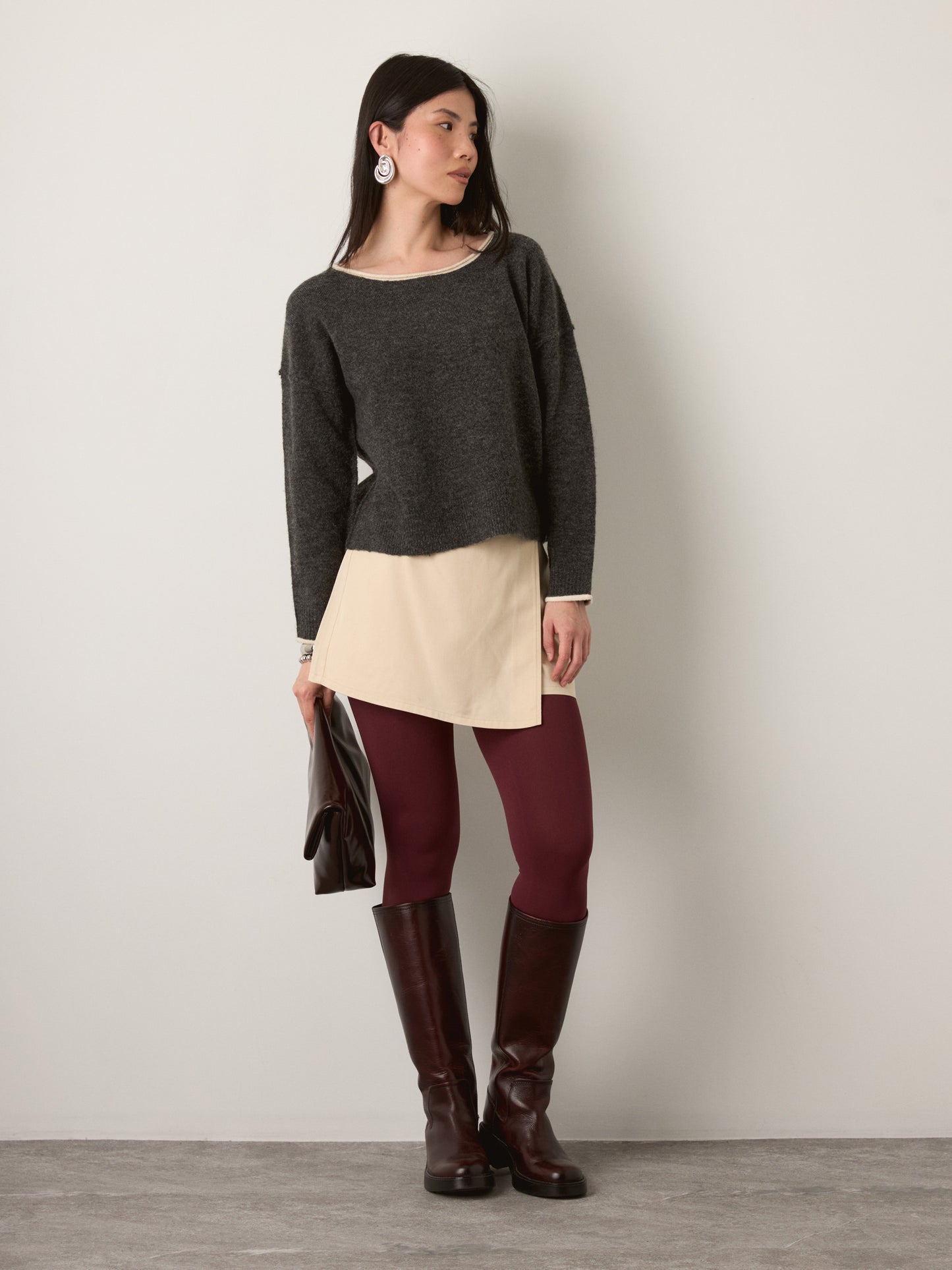 MONK & LOU - Shiloh Relaxed Pullover Sweater - Coal Gray
