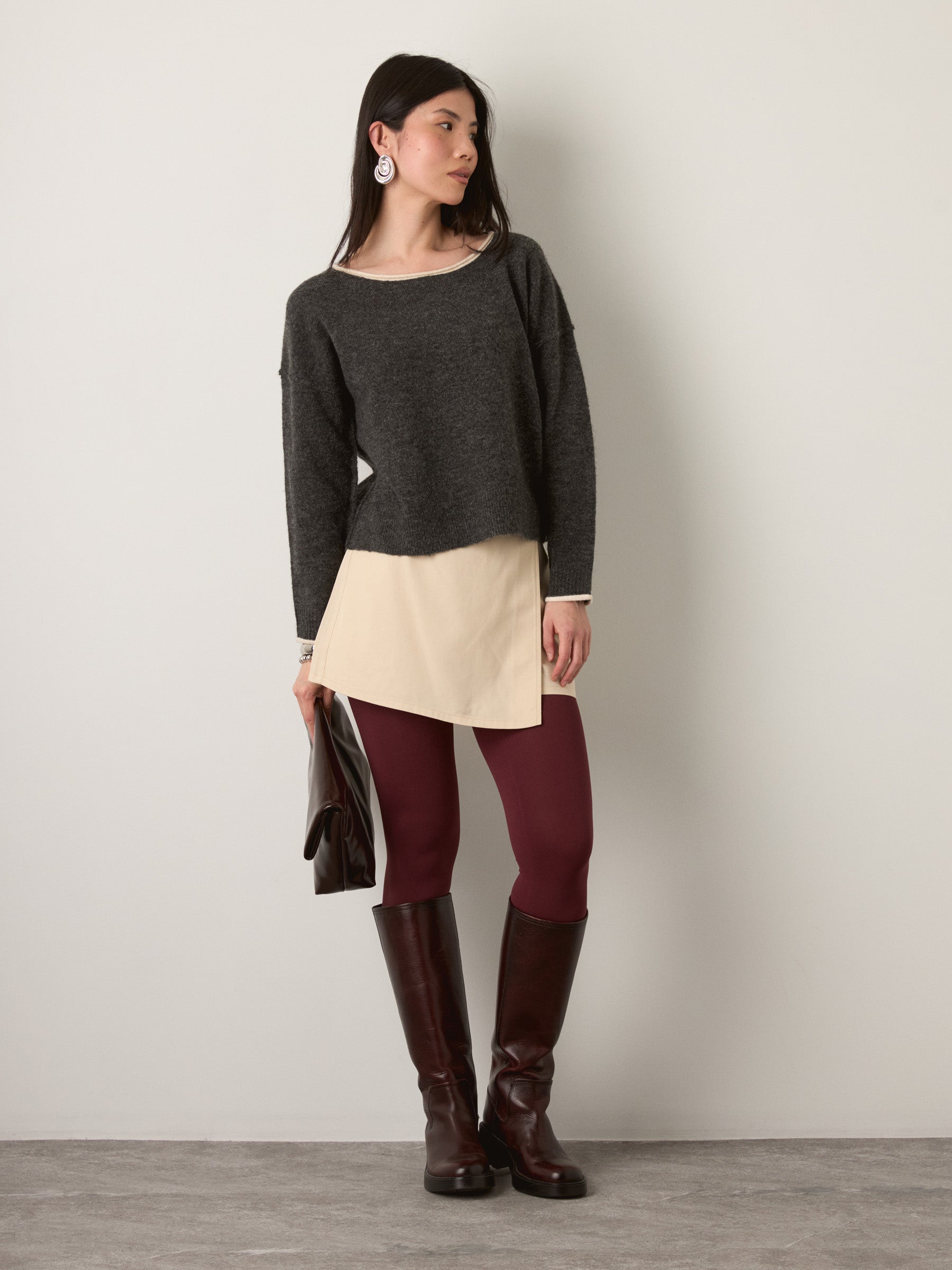MONK & LOU - Shiloh Relaxed Pullover Sweater - Coal Gray