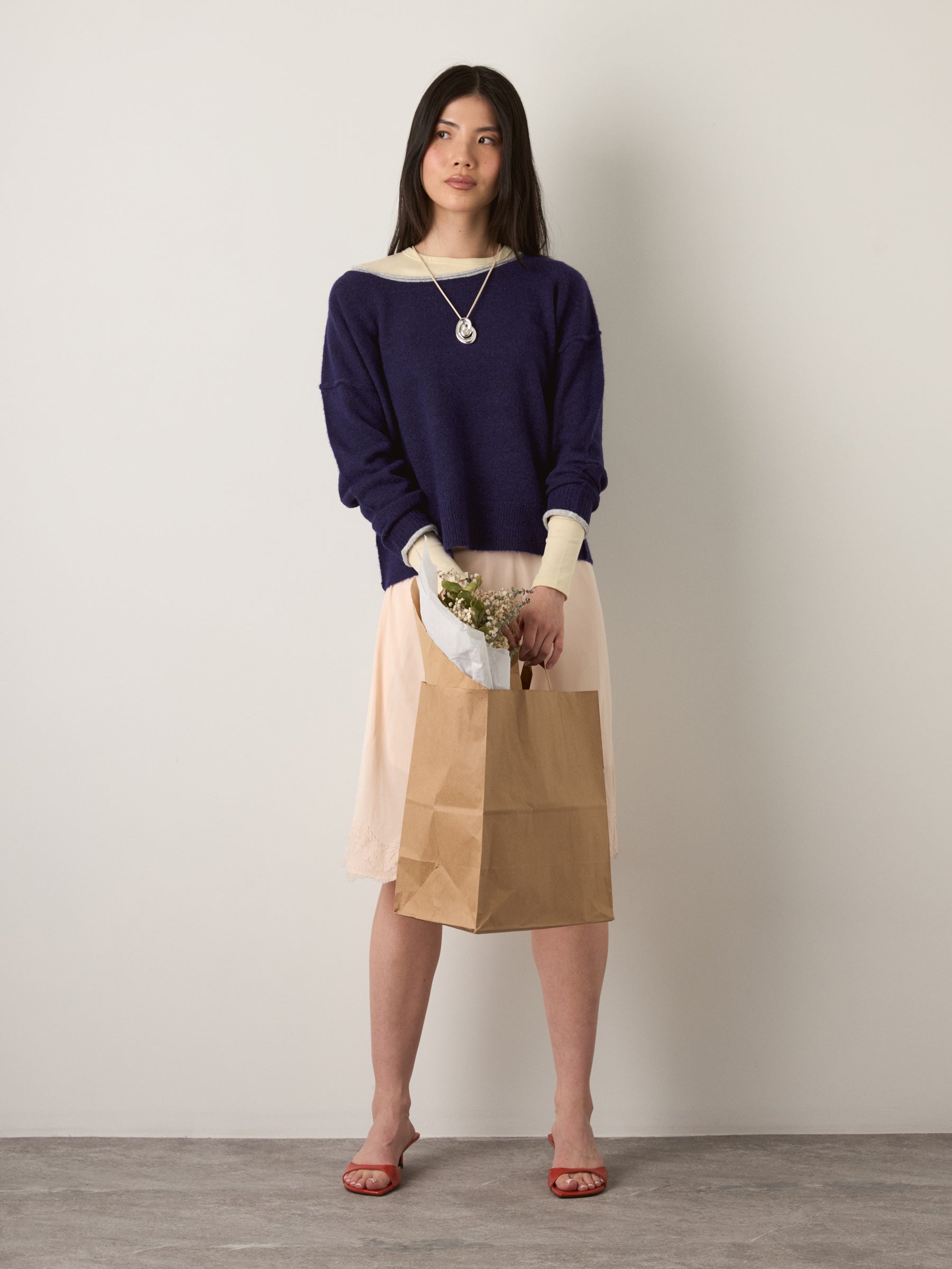 MONK & LOU - Shiloh Relaxed Pullover Sweater - Eggplant