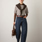 MONK & LOU - Silas Cropped T-Shirt - Brown / White
