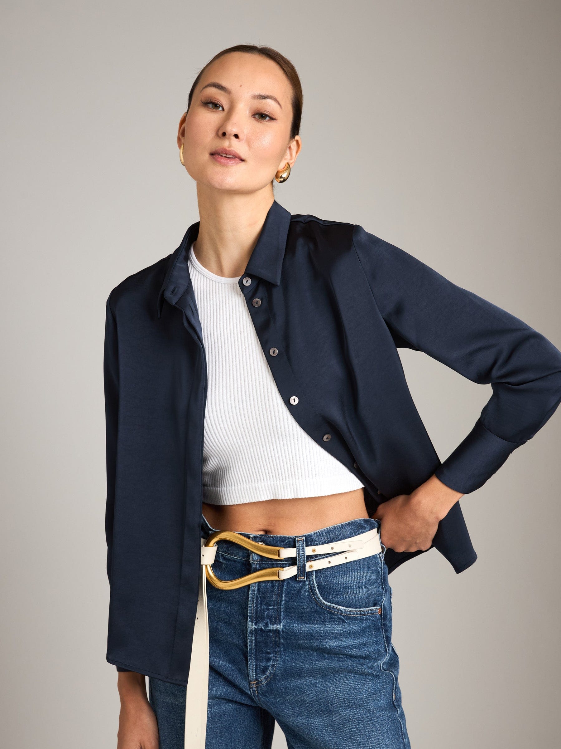 MONK & LOU - Satin Ellen Collar Blouse