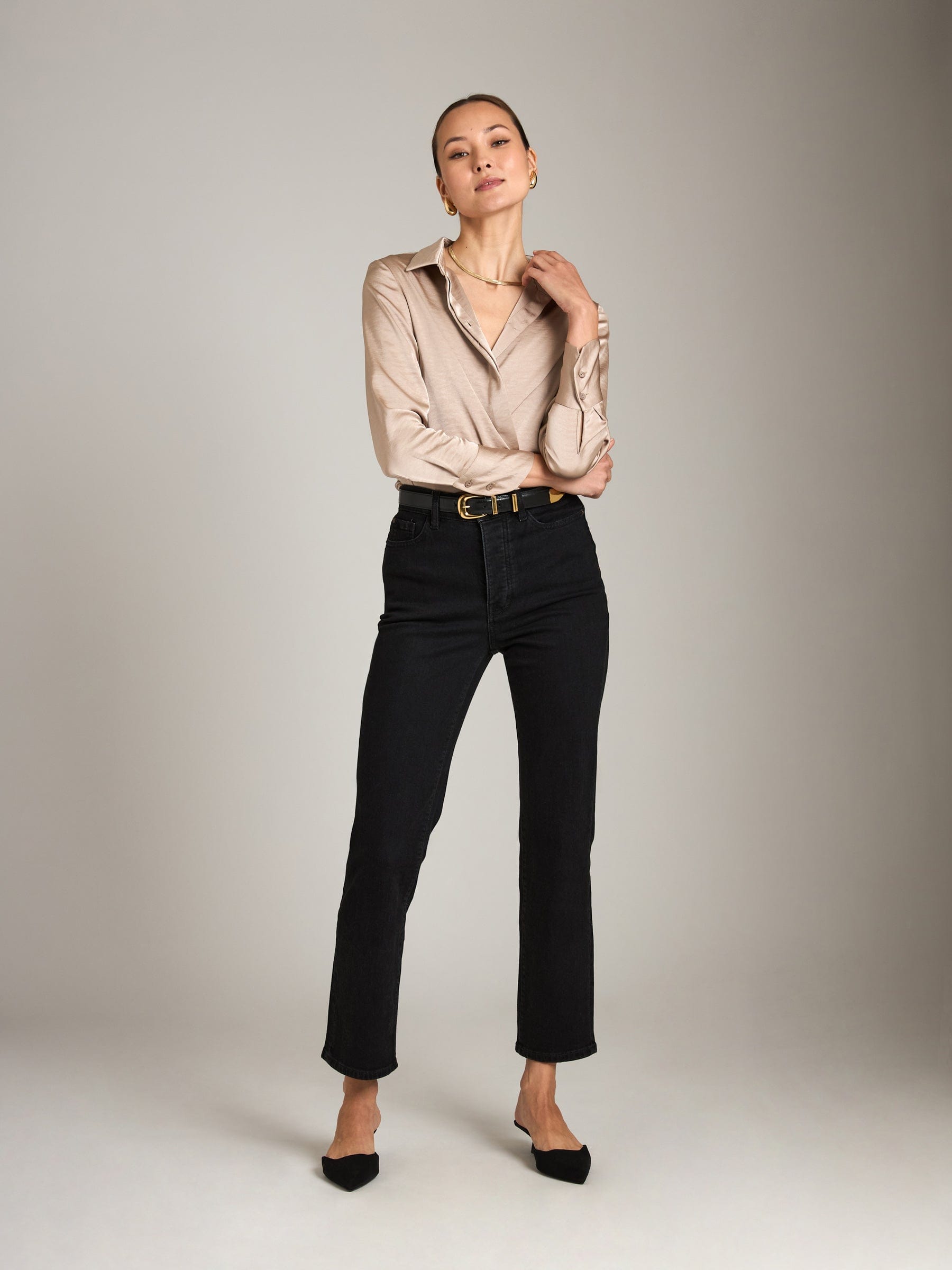 MONK & LOU - Satin Ellen Collar Blouse